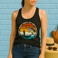 Fishing Father's Day I Can't Work Today My Arm Is In A Cast Womens Tank Top