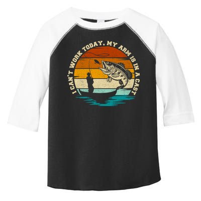 Fishing Father's Day I Can't Work Today My Arm Is In A Cast Toddler Fine Jersey T-Shirt