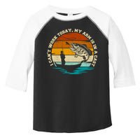 Fishing Father's Day I Can't Work Today My Arm Is In A Cast Toddler Fine Jersey T-Shirt