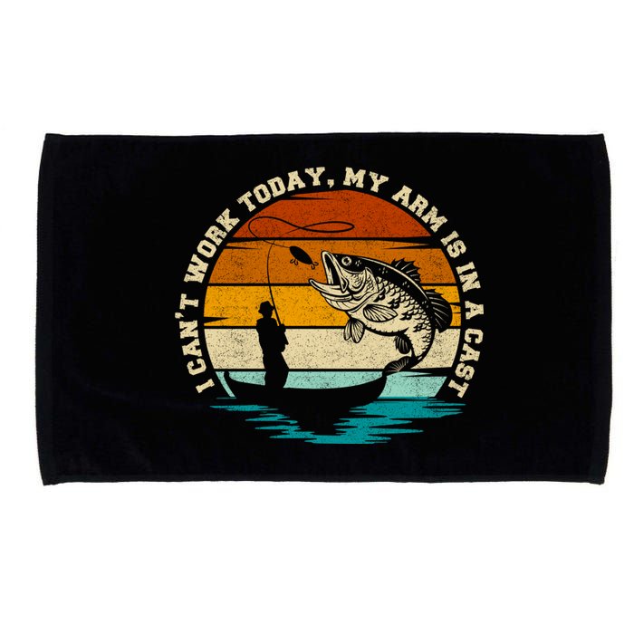 Fishing Father's Day I Can't Work Today My Arm Is In A Cast Microfiber Hand Towel