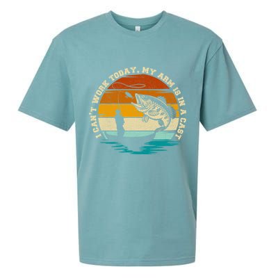 Fishing Father's Day I Can't Work Today My Arm Is In A Cast Sueded Cloud Jersey T-Shirt