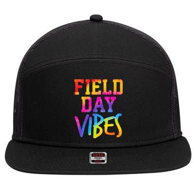 Funny Field Day Vibes Teacher Appreciation Tie Dye Gift 7 Panel Mesh Trucker Snapback Hat