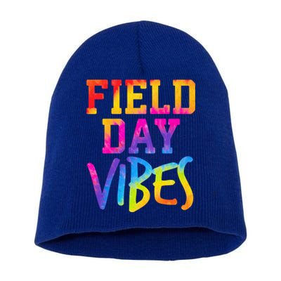 Funny Field Day Vibes Teacher Appreciation Tie Dye Gift Short Acrylic Beanie