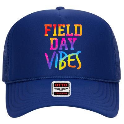 Funny Field Day Vibes Teacher Appreciation Tie Dye Gift High Crown Mesh Back Trucker Hat