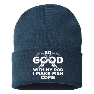 Funny Fishing Design For Fisherman Fish Fishing Sustainable Knit Beanie