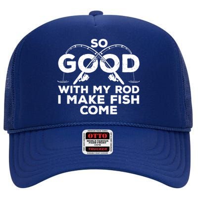 Funny Fishing Design For Women Fisherman Fish Fishing High Crown Mesh Back Trucker Hat