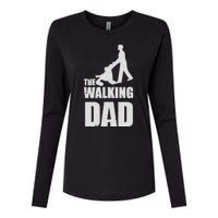 Funny Fathers Day Gift The Walking Dad Womens Cotton Relaxed Long Sleeve T-Shirt