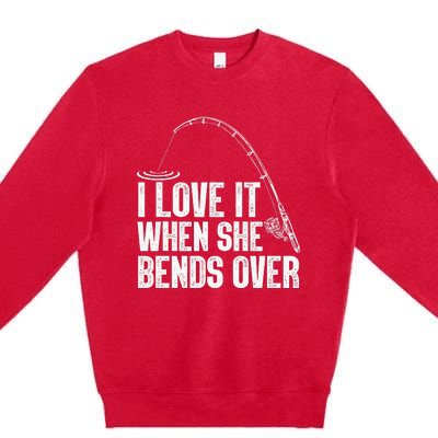 Funny Fishing Design For Men Women Fisherman Fishing Rod Premium Crewneck Sweatshirt