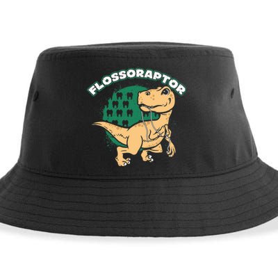 Flossoraptor Funny Dental Graphic Sustainable Bucket Hat