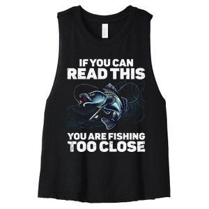 Funny Fishing Design For Men Women Fishes Fishing Lover Women's Racerback Cropped Tank