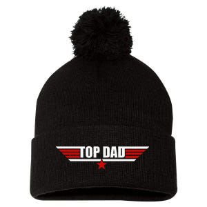 Funny Fathers Day 80s Top Dad Pom Pom 12in Knit Beanie