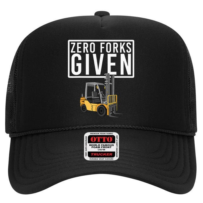 Funny Forklift Driver Art For Men Women Forklift Operator High Crown Mesh Back Trucker Hat