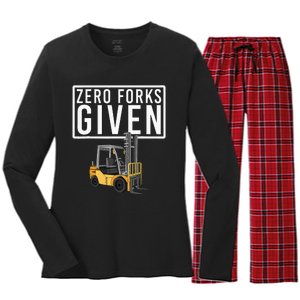 Funny Forklift Driver Art For Men Women Forklift Operator Women's Long Sleeve Flannel Pajama Set 