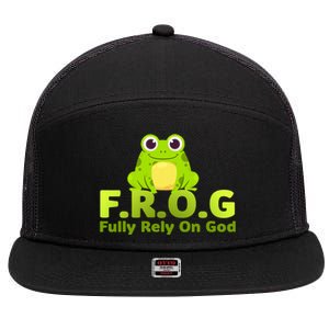 Frog Funny Definition Fully Rely On God 7 Panel Mesh Trucker Snapback Hat