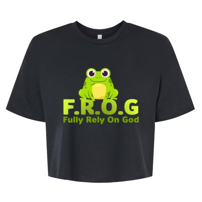 Frog Funny Definition Fully Rely On God Bella+Canvas Jersey Crop Tee