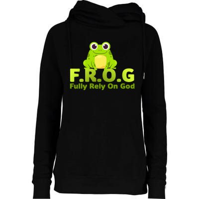 Frog Funny Definition Fully Rely On God Womens Funnel Neck Pullover Hood