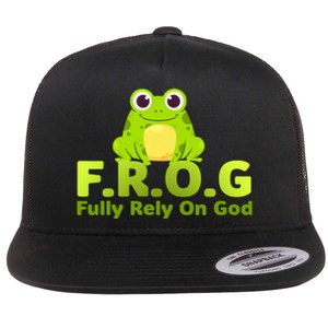 Frog Funny Definition Fully Rely On God Flat Bill Trucker Hat