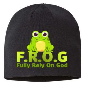 Frog Funny Definition Fully Rely On God Sustainable Beanie