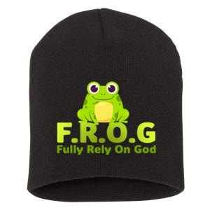 Frog Funny Definition Fully Rely On God Short Acrylic Beanie