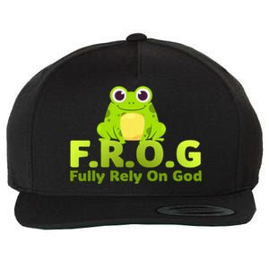 Frog Funny Definition Fully Rely On God Wool Snapback Cap