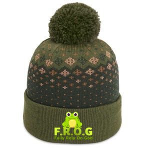 Frog Funny Definition Fully Rely On God The Baniff Cuffed Pom Beanie