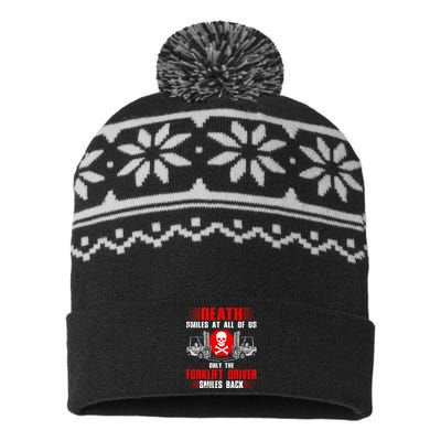 Funny Forklift Driver Design For Wo Forklift Operator USA-Made Snowflake Beanie