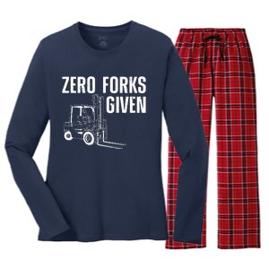 Funny Forklift Driver Art For Men Women Forklift Operator Women's Long Sleeve Flannel Pajama Set 