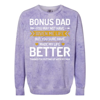 Funny FatherS Day Bonus Dad Gifts From Daughter Son Wife Colorblast Crewneck Sweatshirt