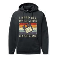 Funny Father's Day Daddy Jokes in Dadabase Vintage Retro Performance Fleece Hoodie