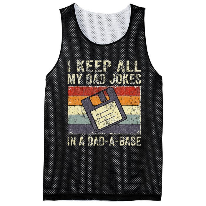 Funny Father's Day Daddy Jokes in Dadabase Vintage Retro Mesh Reversible Basketball Jersey Tank