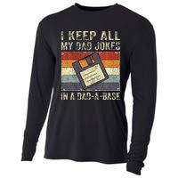 Funny Father's Day Daddy Jokes in Dadabase Vintage Retro Cooling Performance Long Sleeve Crew