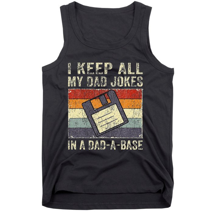 Funny Father's Day Daddy Jokes in Dadabase Vintage Retro Tank Top