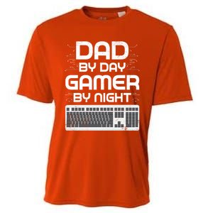 Funny Fathers Day Gaming Gift Dad By Day Gamer By Night Gift Cooling Performance Crew T-Shirt