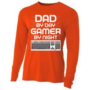 Funny Fathers Day Gaming Gift Dad By Day Gamer By Night Gift Cooling Performance Long Sleeve Crew