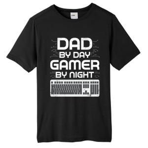 Funny Fathers Day Gaming Gift Dad By Day Gamer By Night Gift Tall Fusion ChromaSoft Performance T-Shirt