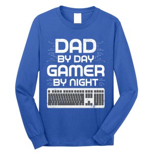 Funny Fathers Day Gaming Gift Dad By Day Gamer By Night Gift Long Sleeve Shirt