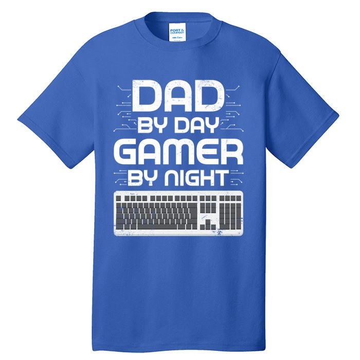 Funny Fathers Day Gaming Gift Dad By Day Gamer By Night Gift Tall T-Shirt