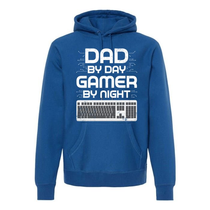 Funny Fathers Day Gaming Gift Dad By Day Gamer By Night Gift Premium Hoodie