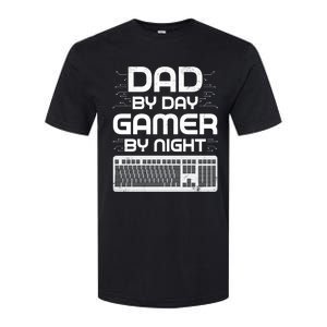 Funny Fathers Day Gaming Gift Dad By Day Gamer By Night Gift Softstyle CVC T-Shirt