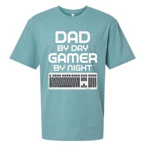 Funny Fathers Day Gaming Gift Dad By Day Gamer By Night Gift Sueded Cloud Jersey T-Shirt