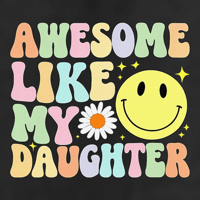 Funny FatherS Day Awesome Like My Daughter Retro Groovy Dad 7 Panel Mesh Trucker Snapback Hat