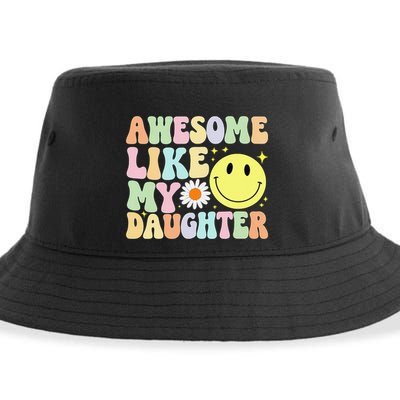 Funny FatherS Day Awesome Like My Daughter Retro Groovy Dad Sustainable Bucket Hat