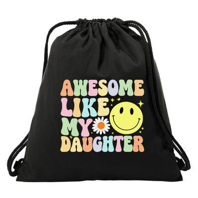 Funny FatherS Day Awesome Like My Daughter Retro Groovy Dad Drawstring Bag