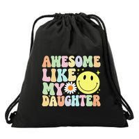 Funny FatherS Day Awesome Like My Daughter Retro Groovy Dad Drawstring Bag