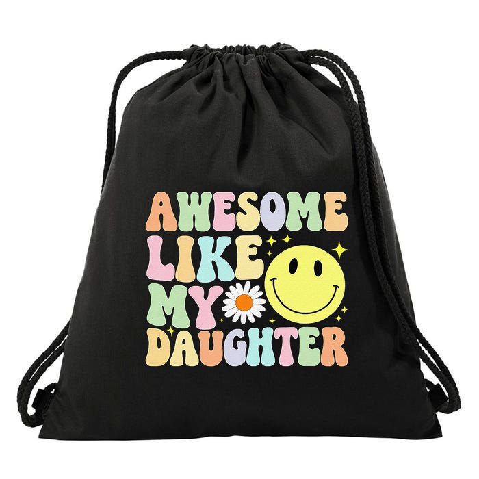 Funny FatherS Day Awesome Like My Daughter Retro Groovy Dad Drawstring Bag