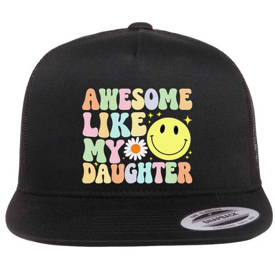 Funny FatherS Day Awesome Like My Daughter Retro Groovy Dad Flatbill Hat
