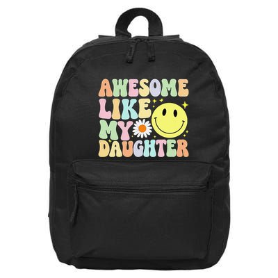 Funny FatherS Day Awesome Like My Daughter Retro Groovy Dad 16 in Basic Backpack