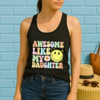 Funny FatherS Day Awesome Like My Daughter Retro Groovy Dad Womens Tank Top