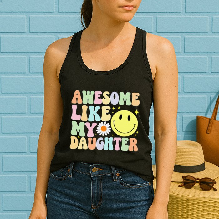 Funny FatherS Day Awesome Like My Daughter Retro Groovy Dad Womens Tank Top