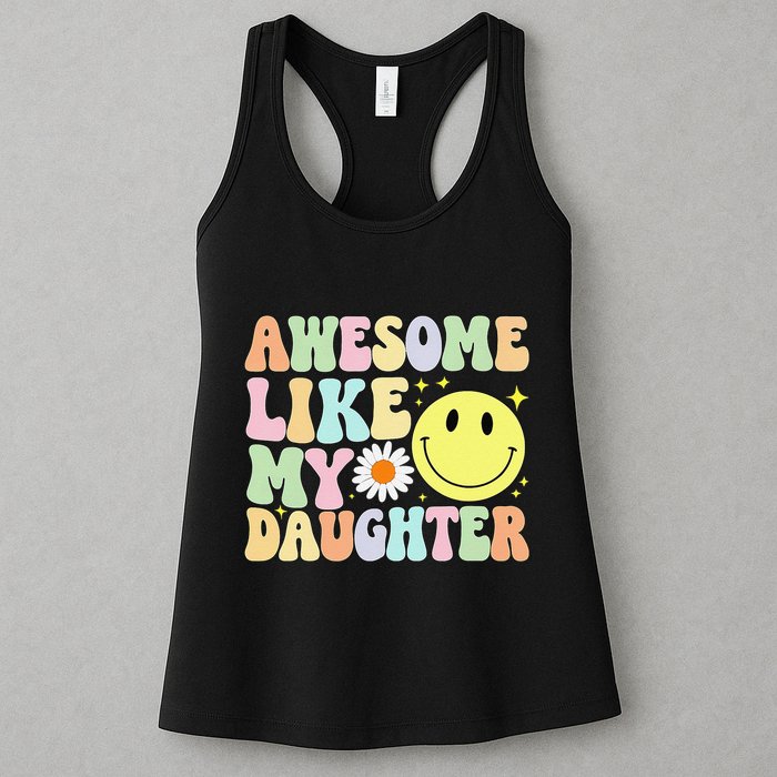 Funny FatherS Day Awesome Like My Daughter Retro Groovy Dad Womens Tank Top